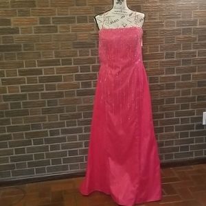Strapless long beaded dress